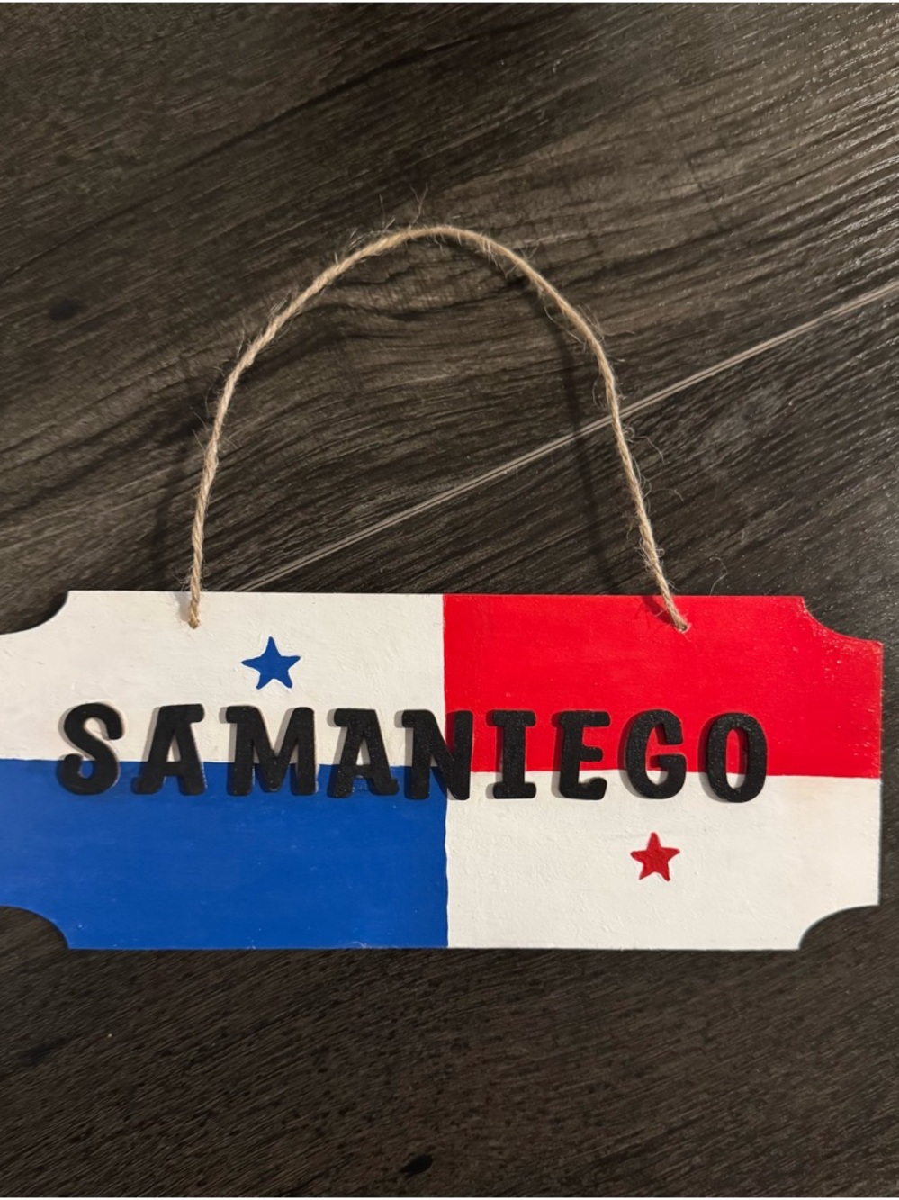 Personalized Panamanian wooden family name sign hand made 9.8 x 3.9 inches